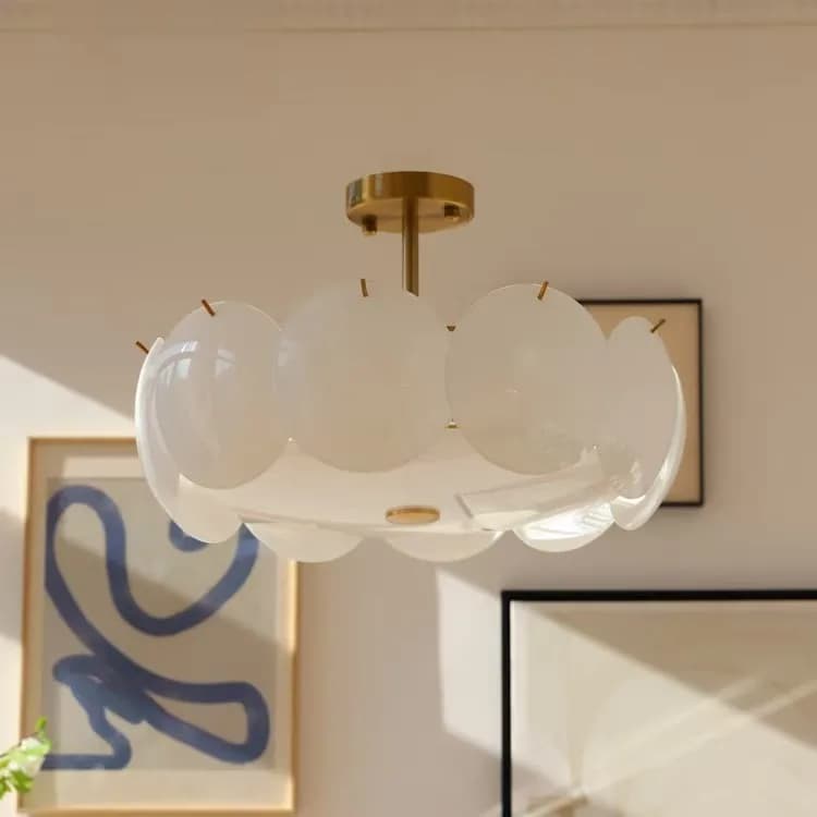 Plafonnier en verre minimaliste moderne, blanc crème, lustres pour salon, salle à manger, chambre à