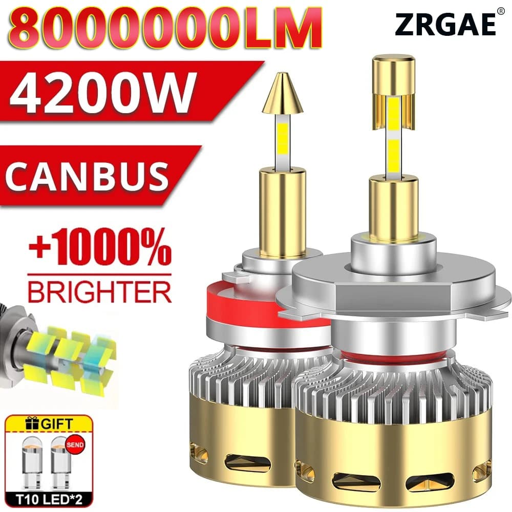 4200W H7 LED 360 pour lentilles de projecteur CANbus H11 H1 H4 H8 H9 ampoules de phares 6500K HB3 90