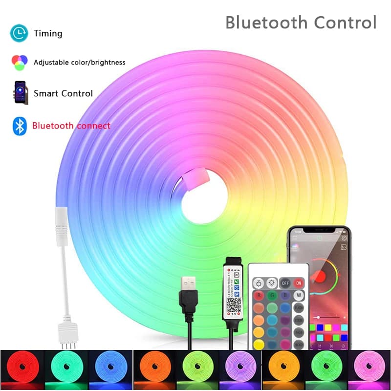 5V USB TUYA WIFI néon LED bande lumières RGB Silicone néon lampe corde avec WIFI App et télécommande