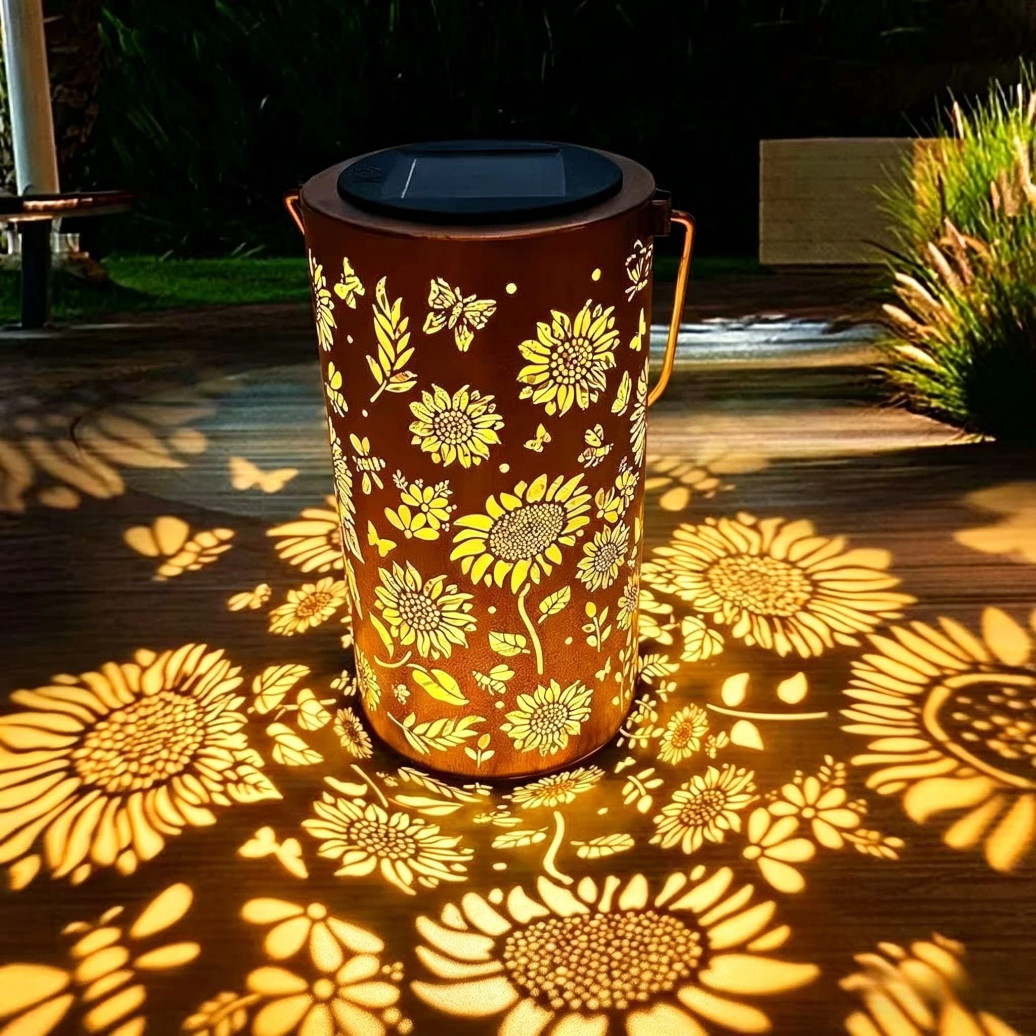 Lanterne solaire LED décorative extérieure aux couleurs vives de tournesol pour allée, pelouse, jard