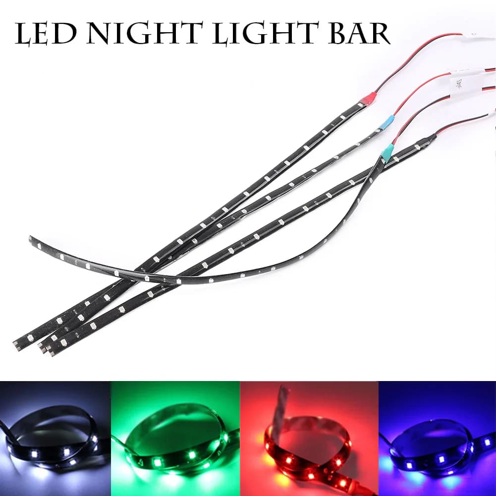 Bandes lumineuses flexibles et étanches, 15 LED SMD 3528, éclairage vert/bleu/rouge/blanc pour voitu