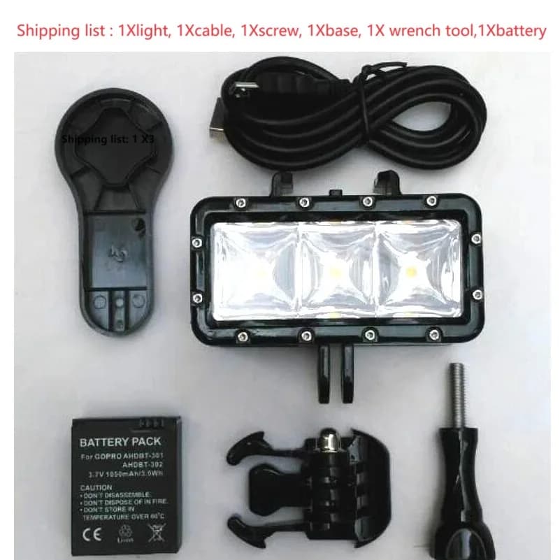 Lampe de remplissage étanche pour caméra, lumière LED de plongée, GoPro Fore121109 7 8 6 5 Xiaomi Yi