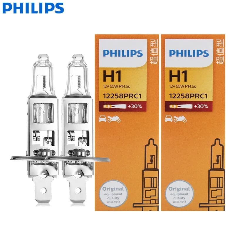 Philips-Phare de voiture d'origine, Lampes standard, Paire de feux de illeur halogènes, Vision, H4,