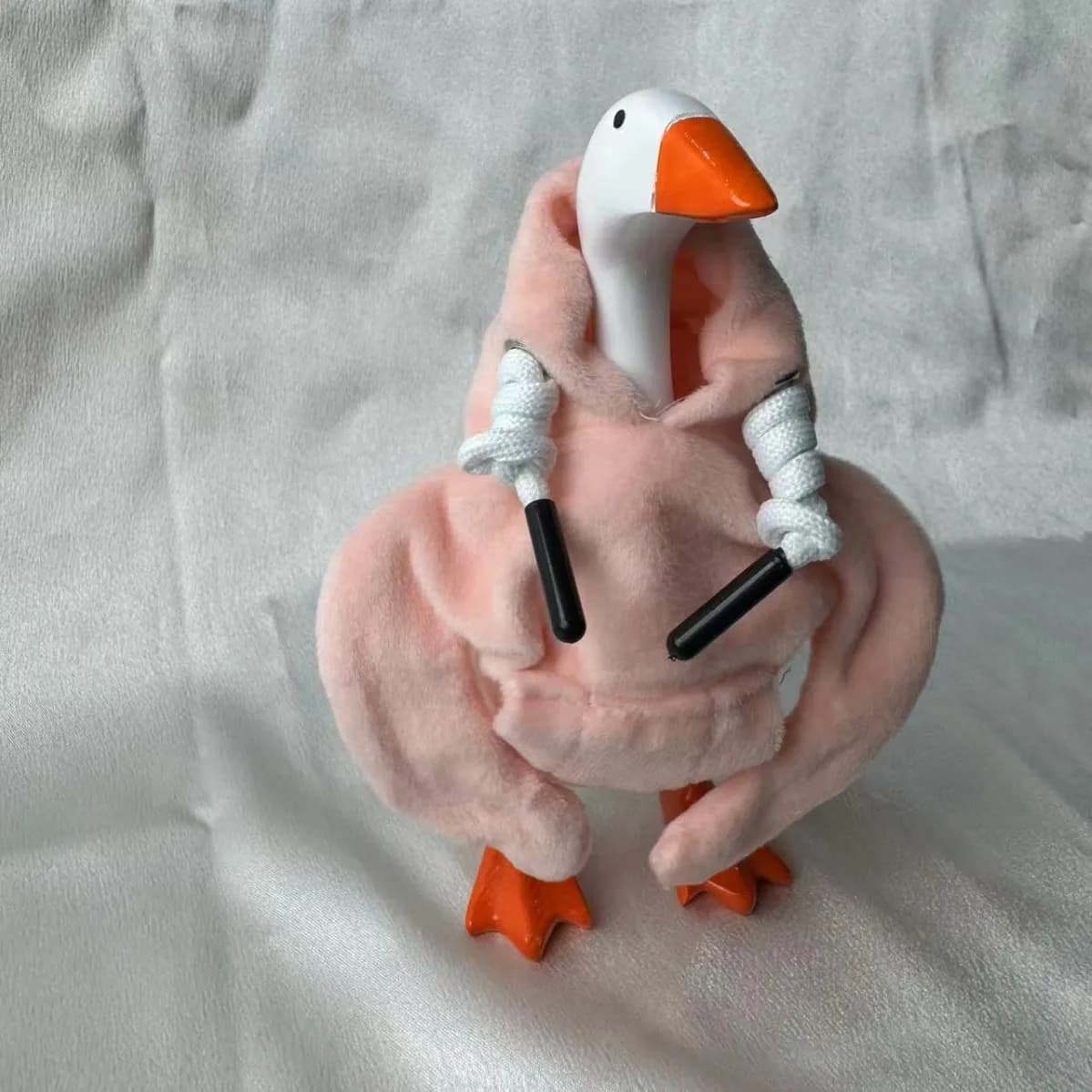 Oie de 5 pouces avec tenue à capuche rouge - Vêtements doux de couleur unie pour mini-oie de porche,