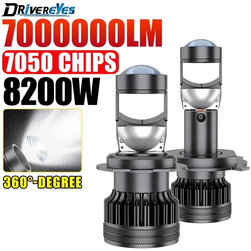 Ampoules de voiture mini H7 Bi LED H4 à lentille de projecteur 700000LM 8200W Canbus 9005 9006 H11 H