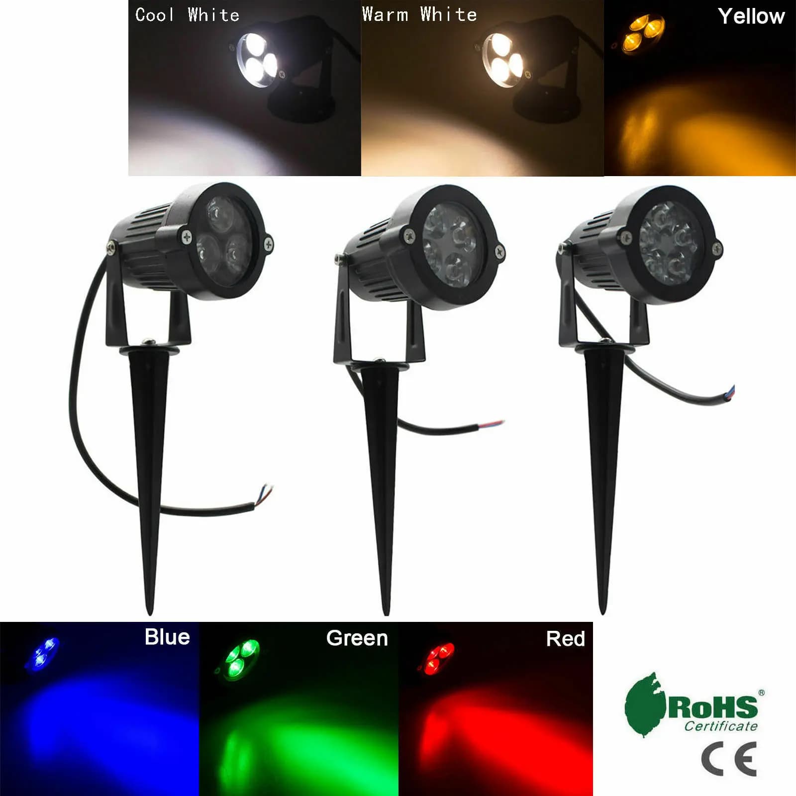 Projecteur LED Imperméable Conforme à la Norme IP65, Lumière Verte, Bleue, Rouge, Blanche et Chaude,